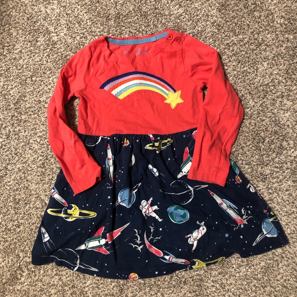 Mini Boden Red and Navy Space Dress